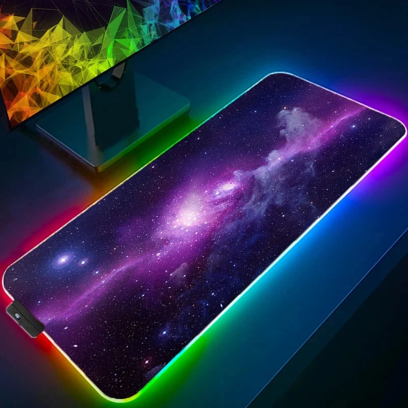 Tapis de souris RGB XXL – galaxie violette