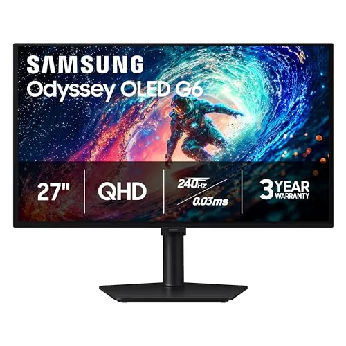 Samsung 27" Odyssey OLED G6 (G61SH) QD-OLED, QHD (1440P) Gaming Monitor