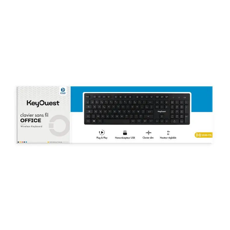 Key Ouest Clavier Office Sans Fil Noir