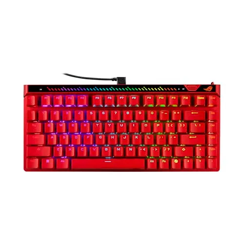 ASUS ROG Falchion Ace 75 HE Wired Analog/Hall Effect Gaming Keyboard – 75% TKL, USB, Hot Swappable HFX V2X Magnetic Switch, Rapid Trigger, 8KHz Polling, PBT Keycap, Carry Case, Web-Based Config - Red