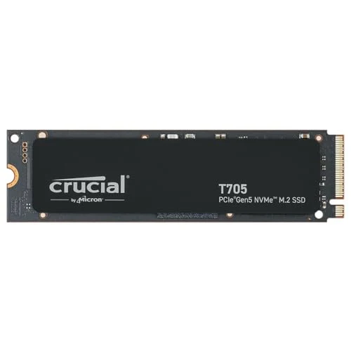 Crucial T705 PCIe Gen5 NVMe 4TB SSD, Up to 14,100MB/s, TLC NAND, Intel & Ryzen Compatible, for Hardcore Gaming & High-Speed Storage, Solid State Drive, Includes 1Mo Adobe CC – CT4000T705SSD3