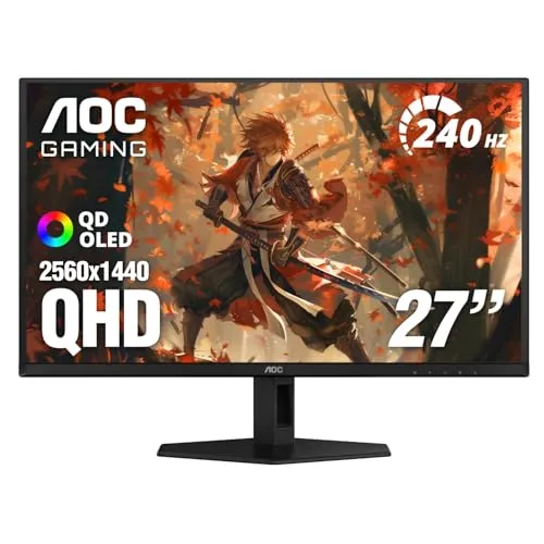 AOC 27" Gaming Monitor QHD 240Hz QD OLED NVIDIA G-SYNC Compatible Q27GAZD