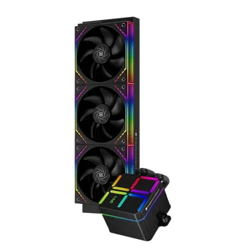 Thermalright Magic Qube 360 ARGB Black Liquid CPU Cooler,Building Block Fan with 2000RPM,for AM4/AM5,Intel LGA1150/1151/1200/1700/1851,Temperature Controlled Color Changing Digital Screen