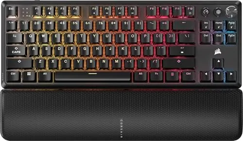 Corsair K70 CORE TKL Wireless RGB Tenkeyless Mechanical Gaming Keyboard – Pre-Lubed MLX Red v2 Linear Switches, SOCD, ABS Double-Shot Keycaps, Sound Dampening, 1000Hz Polling, QWERTY NA – Black