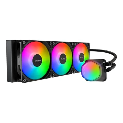 Cooler Master Elite Liquid 360 CPU AIO Cooler – 360mm Radiator, 3x ARGB PWM Fans, Dual-Chamber Pump Design, Ultra-Quiet High-Performance Cooling, AMD AM5/AM4 & Intel LGA 1851/1700, Black