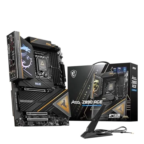 MSI MEG Z890 ACE Gaming Motherboard (Support Core Ultra Series 2 Intel Processors, LGA 1851, DDR5, PCIe 5.0, M.2, SATA, 10Gbps LAN, USB Type-C, Wi-Fi 7, Bluetooth 5.4, Thunderbolt 4, ATX)