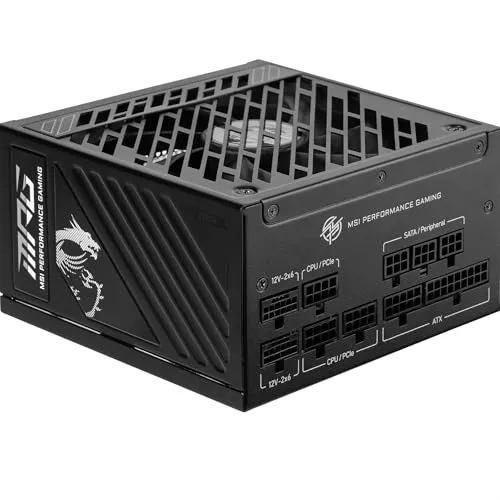 MSI MPG A850GS PCIE5 Power Supply, 850W, 80 Plus Gold, ATX 3.1, PCIe 5.1 50 Series GPU Support, 12V-2x6, Cable with Two Tone 12V-2x6 Connectors, ATX Power Supply, Embossed Cable Sheath