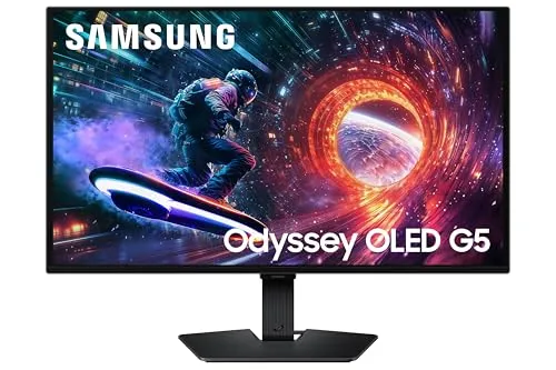 Samsung 27” Odyssey OLED G5 (G50SF) QHD & QD-OLED Gaming Monitor, 180Hz Refresh Rate, 0.03ms (GtG) Response Time, NVIDIA G-Sync Compatible, AMD FreeSync™, LS27FG500SNXZA