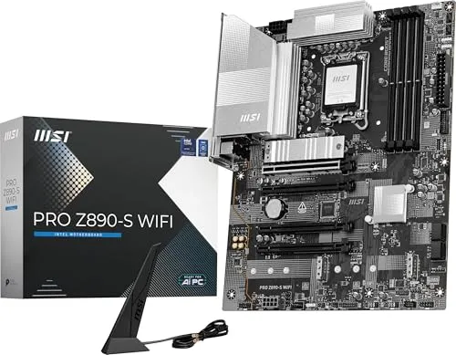 MSI PRO Z890-S WiFi ProSeries Motherboard (Support Core Ultra Series 2 Intel Processors, LGA 1851, DDR5, PCIe 5.0, M.2, SATA, 2.5Gbps LAN, USB Type-C, Wi-Fi 7, Bluetooth 5.4, Thunderbolt 4, ATX)