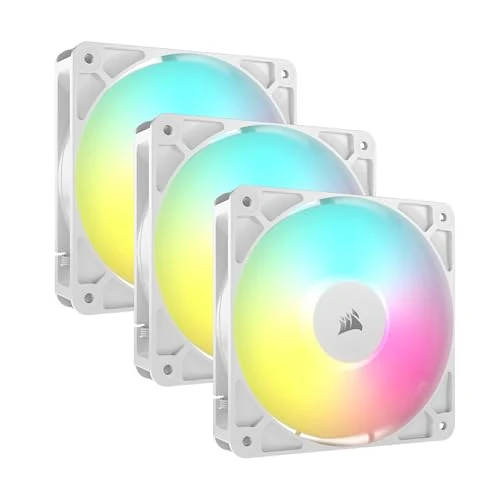 CORSAIR RS120 ARGB 120mm PWM Fans – Daisy-Chain Connection – Low-Noise – Magnetic Dome Bearing – Triple Pack – White