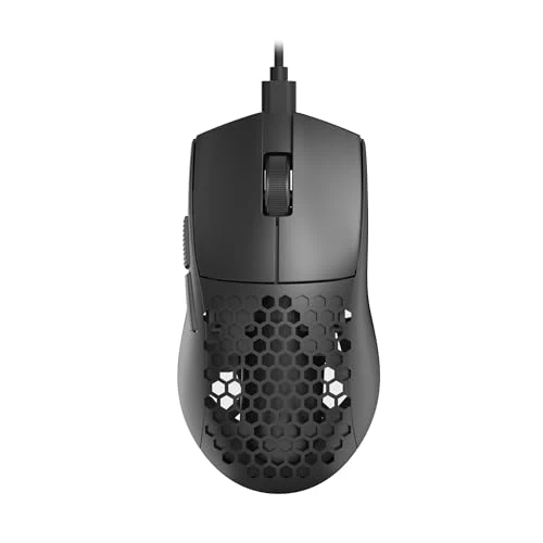 Redragon M617 Ultralight Honeycomb Shell Wired Gaming Mouse, 41g, 10,000 DPI, 6 Programmable Buttons, Drag-Free Paracord, Type-C Gamer Mouse with 2 Side Buttons for PC/Mac/Laptop, Black