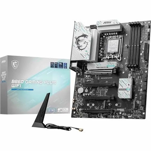 MSI B860 Gaming Plus WiFi Motherboard, ATX - Supports Intel Core Ultra Processors (Series 2), LGA 1851 - DDR5 Memory Boost 8800+ MT/s (OC), PCIe 5.0 x16 x16, M.2 Gen5, Intel Killer 5G LAN, Wi-Fi 7