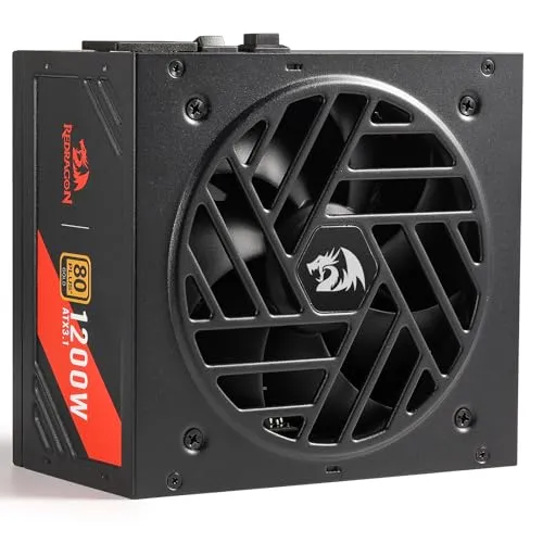 Redragon RGMS-1200W PRO 80+ Gold 1200 Watt Power Supply w/Upgraded ATX 3.1 & PCIe 5.1 Fully Modular, Compact 150mm Size, Smart ECO Low Noise Fan, 100% Japanese Capacitors, Full Mod Cables