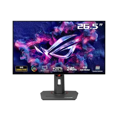 ASUS ROG Strix 27” 1440P OLED Gaming Monitor (XG27AQDMG) - QHD, Glossy OLED, 240Hz, 0.03ms, Custom Heatsink, Anti-flicker,Uniform Brightness, G-SYNC Compatible, 99% DCI-P3, DisplayWidget, 3yr warranty