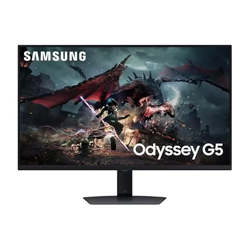 SAMSUNG 32-Inch Odyssey G50D Series QHD Fast IPS G-Sync Compatible Gaming Monitor, 1ms, VESA DisplayHDR 400, 180Hz, AMD FreeSync, Adjustable Stand, Eye Saver Mode, LS32DG502ENXZA, 2024