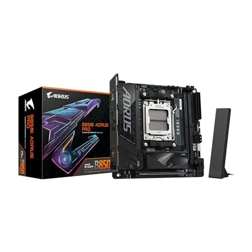 GIGABYTE B850I AORUS PRO AMD AM5 LGA 1718 Motherboard, Mini-ITX, DDR5, 2X M.2, PCIe 5.0, USB-C, WIFI7, 2.5GbE LAN, EZ-Latch, 5-Year Warranty