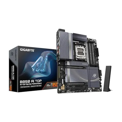 GIGABYTE B850 AI TOP AMD AM5 LGA 1718 Motherboard, ATX, DDR5, 3X M.2, PCIe 5.0, USB-C, WIFI7, 10GbE LAN, EZ-Latch, 5-Year Warranty