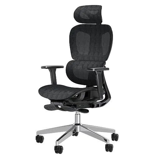 PatioMage Ergonomic Office Chair, Big and Tall Desk Chair with Adjustable Lumbar Support & Seat Depth, High Back Computer Chair, Swivel Mesh Chairs with Wheels for Home Office, Black