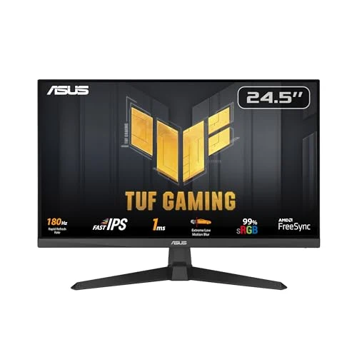 ASUS TUF Gaming 25” (24.5 viewable) 1080P Gaming Monitor (VG259Q3A) – FHD, 180Hz, 1ms, Fast IPS, Extreme Low Motion Blur, FreeSync, Variable Overdrive, Speakers, 99% sRGB, Shadow Boost 3yr Warranty