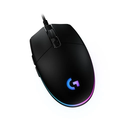 Logitech G203 Wired Gaming Mouse, 8,000 DPI, Rainbow Optical Effect LIGHTSYNC RGB, 6 Programmable Buttons, On-Board Memory, Screen Mapping, PC/Mac Computer and Laptop Compatible - Black