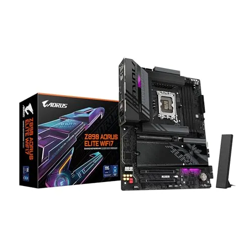 GIGABYTE Z890 AORUS Elite WIFI7 Intel Core Ultra (Series 2) LGA 1851 Motherboard, ATX, DDR5, 4X M.2, PCIe 5.0, Thunderbolt 4, WIFI7, 2.5GbE LAN, EZ-Latch