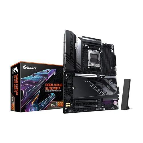 GIGABYTE B850 AORUS Elite WIFI7 AMD AM5 LGA 1718 Motherboard, ATX, DDR5, 3X M.2, PCIe 5.0, USB-C, WIFI7, 2.5GbE LAN, EZ-Latch, 5-Year Warranty