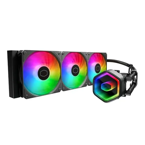 Cooler Master 360 Core II CPU Liquid Cooler, Dual Chamber Pump, Customizable aRGB Lighting, Maintenance-Free, Quiet Operation, Easy Install, AMD Ryzen 9 AM5|4, Intel Ultra 9 LGA 1851|1700