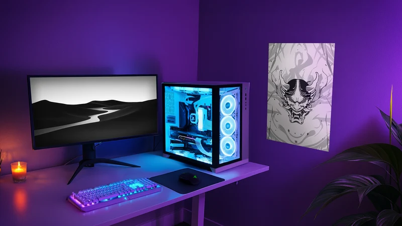 Oni White Acrylic Poster