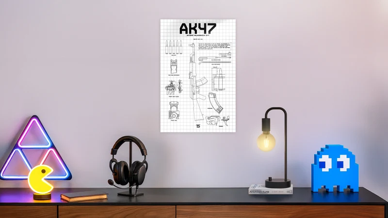 AK-47 White Acrylic Poster