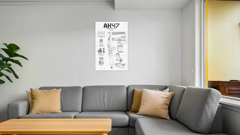 AK-47 White Acrylic Poster