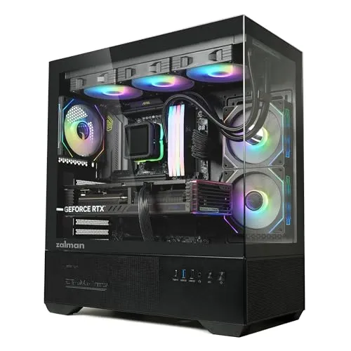 Zalman CHRONIX ATX PC Case, 3 x 120mm Infinity Mirror ARGB Fans (Non-PWM), 360mm Radiator Support, Type-C 3.2 & USB 3.0, Panoramic Mid-Tower Gaming Case, Black