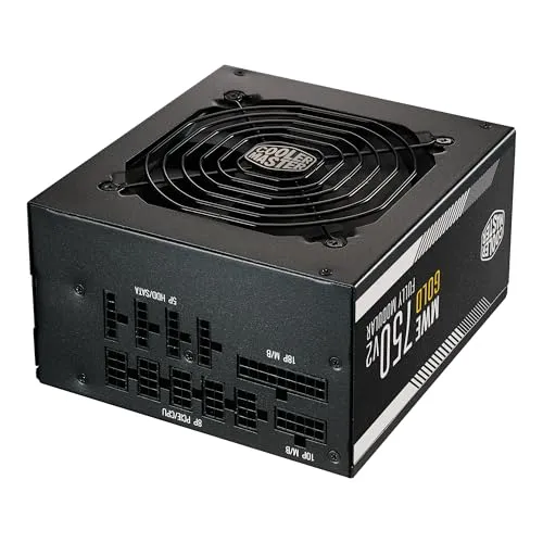 Cooler Master MWE Gold 750 V2 Full Modular, 750W, 80+ Gold Efficiency, GPU Support RTX 4070 Super, 2 EPS Connectors, 120mm HDB Fan, Semi-fanless, 5-Year