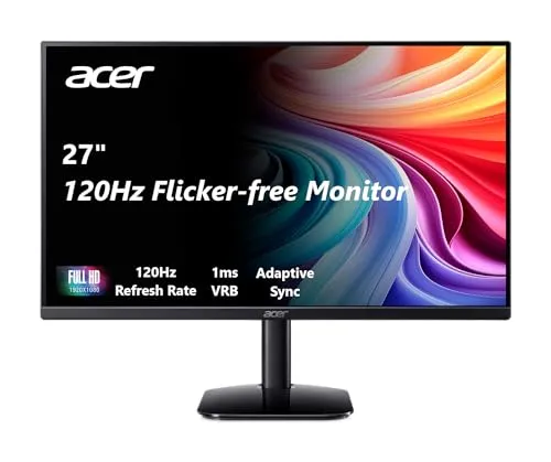 acer KB272 G0bi 27" IPS Full HD (1920 x 1080) Gaming Office Monitor | Adaptive-Sync Support (FreeSync Compatible) | Up to 120Hz Refresh | 1ms (VRB) | sRGB 99% | Tilt | HDMI & VGA Ports