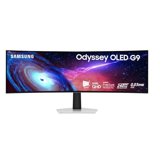 Samsung 49" Odyssey OLED (G93SC) Series Curved Gaming Monitor w QD-OLED, 240Hz, 0.03ms, DQHD, G-Sync Compatible, AMD FreeSync Premium Pro,Height Adjustable Stand,3 Yr Warranty,LS49CG932SNXZA
