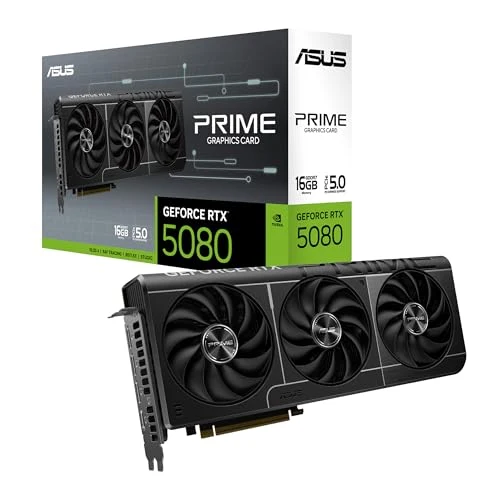 ASUS The SFF-Ready Prime GeForce RTX™ 5080 16GB GDDR7 Graphics Card (PCIe® 5.0, HDMI®/DP 2.1, 2.5-Slot, Axial-tech Fans, Vapor Chamber, Dual BIOS)