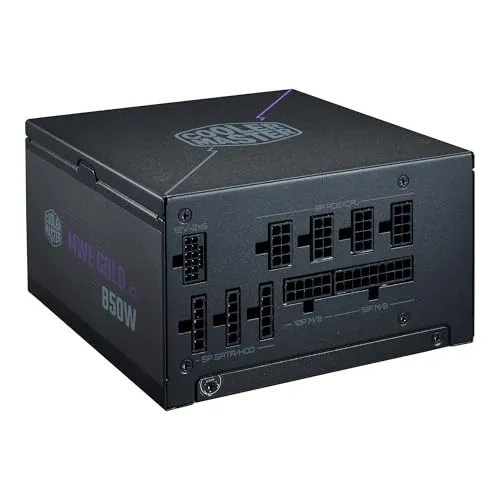 Cooler Master MWE Gold 850 V3 ATX 3.1 Full Modular PSU, 850W, 80+ Gold Efficiency, 90° 12VHPWR|600W PCIe 5.1, GPU Support RTX 4090, Zero-RPM Mode, Hexagonal Fan Cover, 10-Year