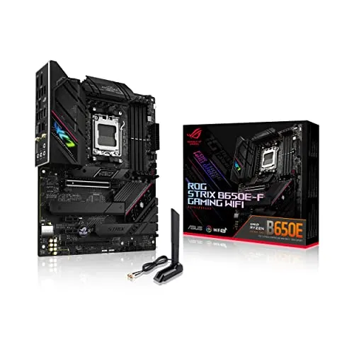 ASUS ROG Strix B650E-F Gaming WiFi AMD B650 AM5 Ryzen™ Desktop 9000 8000 & 7000 ATX Motherboard, 12+2 Power Stages, DDR5, 3X M.2 Slot, PCIe® 5.0, WiFi 6E, 2.5G LAN, USB 3.2 Gen 2x2 Type-C®, Aura Sync