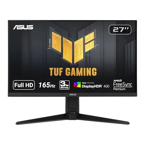 ASUS TUF Gaming VG279QL1A 27” HDR Gaming Monitor, 1080P Full HD, 165Hz (Supports 144Hz), IPS, 1ms, FreeSync Premium, DisplayHDR 400, Extreme Low Motion Blur, Eye Care, HDMI DisplayPort, BLACK