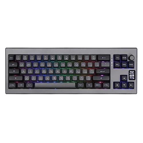 EPOMAKER Shadow-X Gasket Mechanical Keyboard, Hot-Swap 2.4ghz/Bluetooth/USB-C Wired Wireless Gaming Keyboard with Screen, 3000mAh Battery, Poron Foam (Black, Gateron Pro Yellow)