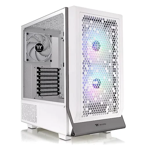 Thermaltake Ceres 300 Snow Edition Mid Tower E-ATX Computer Case with Tempered Glass Side Panel; 2xCT140 ARGB Fan Preinstalled; Rotational PCIe Slots; CA-1Y2-00M6WN-00; 3 Years Warranty