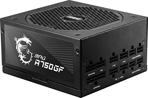 MSI MPG A750GF Gaming Power Supply - Full Modular - 80 PLUS Gold Certified 750W - 100% Japanese 105°C Capacitors - Compact Size - ATX PSU