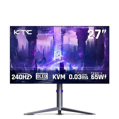 KTC 27 OLED Monitor - 1440p 240hz Monitor 0.03ms GTG, Type-C 65W, Built-in Speakers, 1.5M:1 Contrast Ratio, 136% sRGB, DisplayPort1.4, HDMI2.0,USB-C 3.0, Vesa, PC Monitor for Gaming Movie Office