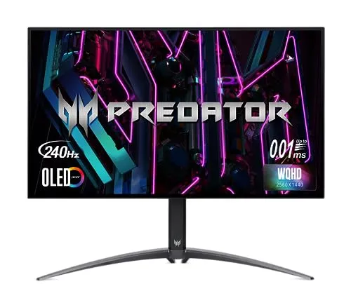 Acer Predator X27U | 27" WQHD 2560 x 1440 OLED Gaming Monitor | AMD FreeSync Premium | Up to 240Hz | Up to 0.01ms | 1000nits@HDR 3% | DCI-P3 99% | Delta E<1 | USB Type-C, DP 1.4 & 2 x HDMI 2.0