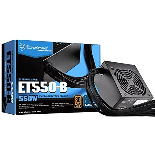 SilverStone Technology 550 Watt 80 Plus Bronze ATX PSU with Flat Black Cables ET550-B Power Supply, SST-ET550-B