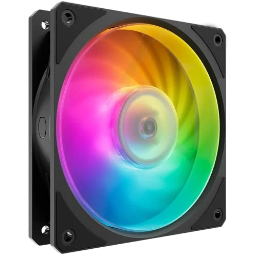 Cooler Master Mobius 140P ARGB High Performance Interconnecting Ring Blade Fan, PWM 2400rpm, Loop Dynamic Bearing, ARGB Customizable LEDs for PC Case, Liquid and Air Cooler (MFZ-M4DN-19NP2-R1),Black