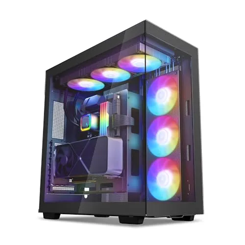 DeepCool CH780 ATX+ Panorama Body, Dual Chamber Configuration, Vertical Installation and Gen 4 Riser Cable, Tempered Glass Panels, Trinity 140 mm ARGB Fan, Type-C, 4 x USB 3.0, Black