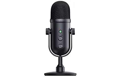 Razer Seiren V2 Pro - Professional-Grade USB Microphone for Streamers (Dynamic Microphone, High Pass Filter, Mic Monitoring, Built in Shock Absorber & Mic Windsock, Gain Control & Mute Button) Black