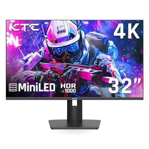KTC 32 Inch 4K Mini LED Monitor, Fast IPS, HDR1000 144Hz 1ms MPRT Gaming Monitor,Type-C 45W, HDMI/DP/USB,RGB Light, Swivel/Height/Tilt Adjust, VESA, Computer Monitor for Gaming & Designer