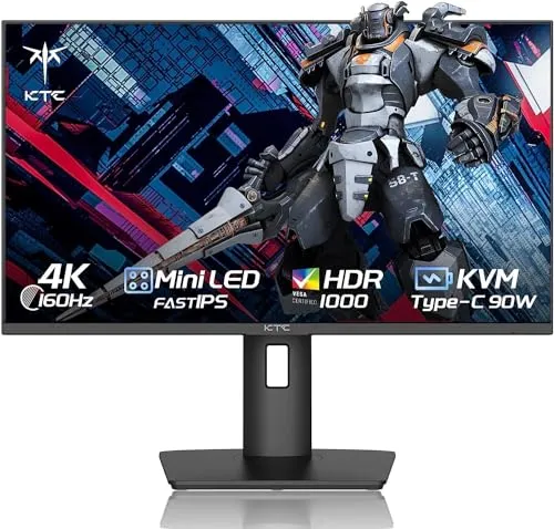 KTC 27 Inch 4K Gaming Monitor, Mini LED Monitor, Fast IPS, HDR1000, Built-in Speakers, HDMI2.1, DP1.4, Type-C 90W, 160Hz/144Hz Computer Monitor, Vesa Wall Mount PC Monitor