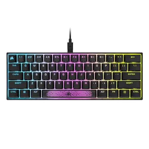 Corsair K65 RGB Mini 60% Mechanical Gaming Keyboard - Cherry MX Brown Mechanical Keyswitches - Customizable Per-Key RGB Backlighting - Detachable USB Type-C Cable - QWERTY NA Layout - Black